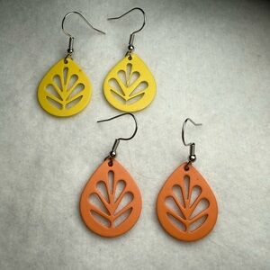 Leaf Design Yellow and Orange Earrings